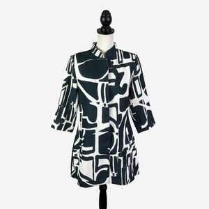 Luii Geo Abstract Blazer Jacket Size S Snap Closure Lined Pockets *Read